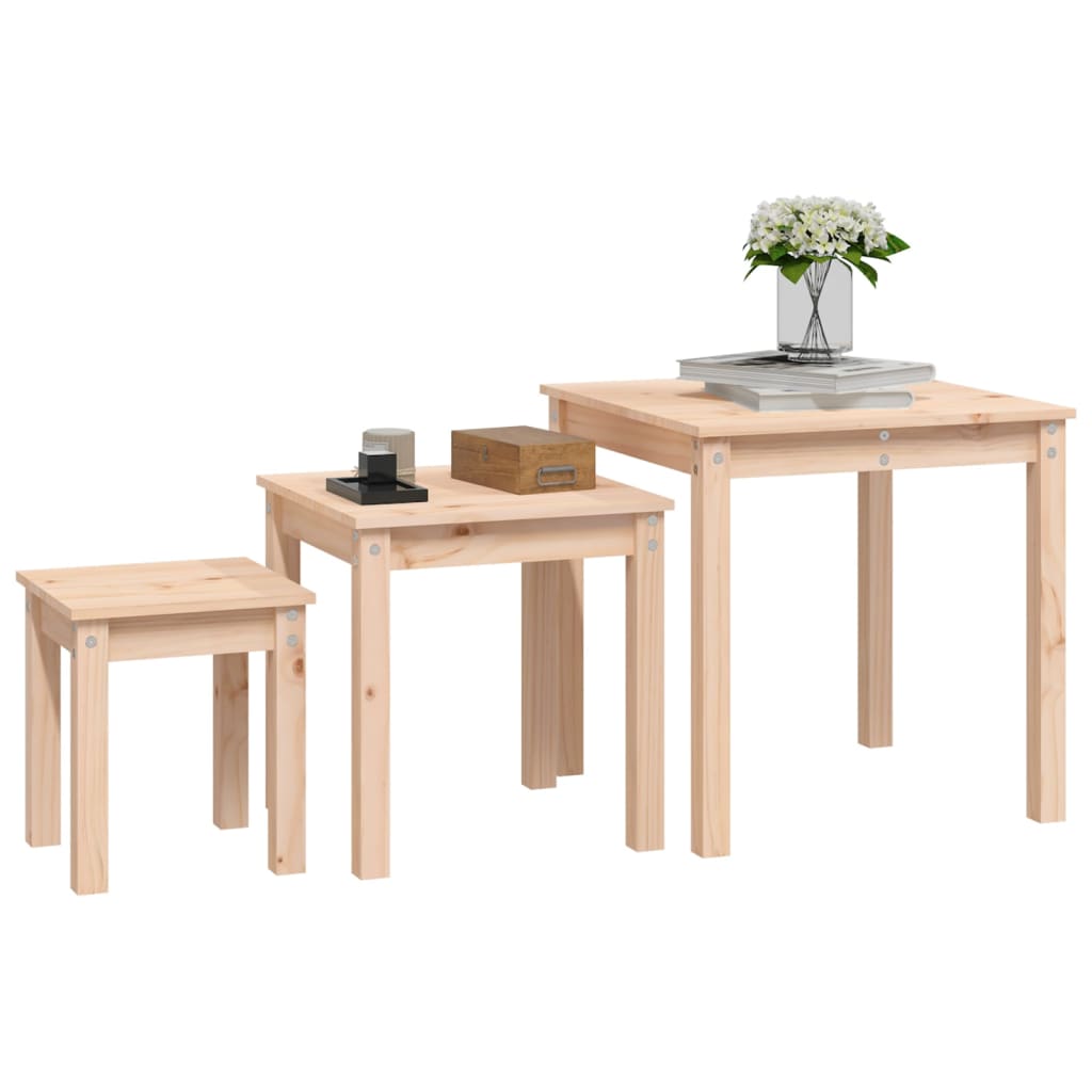 Tables gigognes 3 pcs Bois de pin massif - XIOS