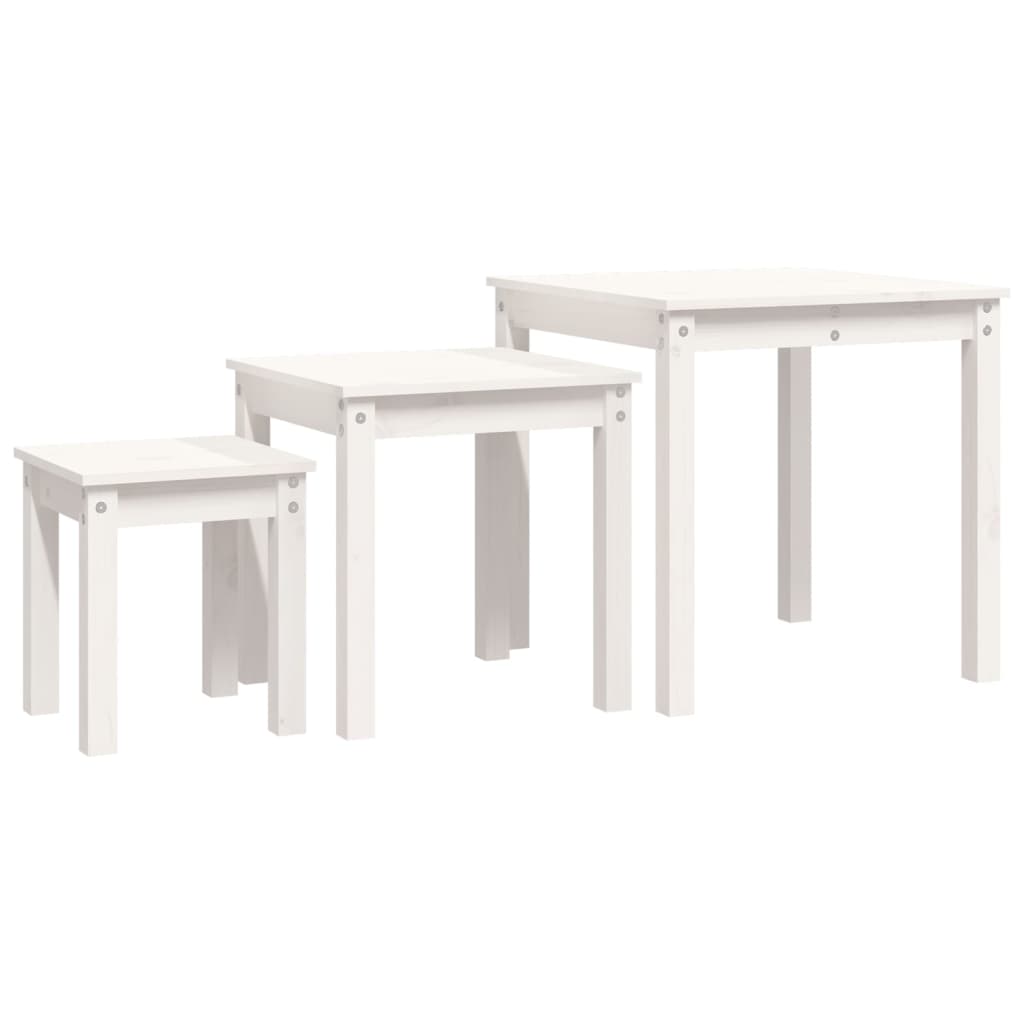 Tables gigognes 3 pcs Blanc Bois de pin massif - XIOS