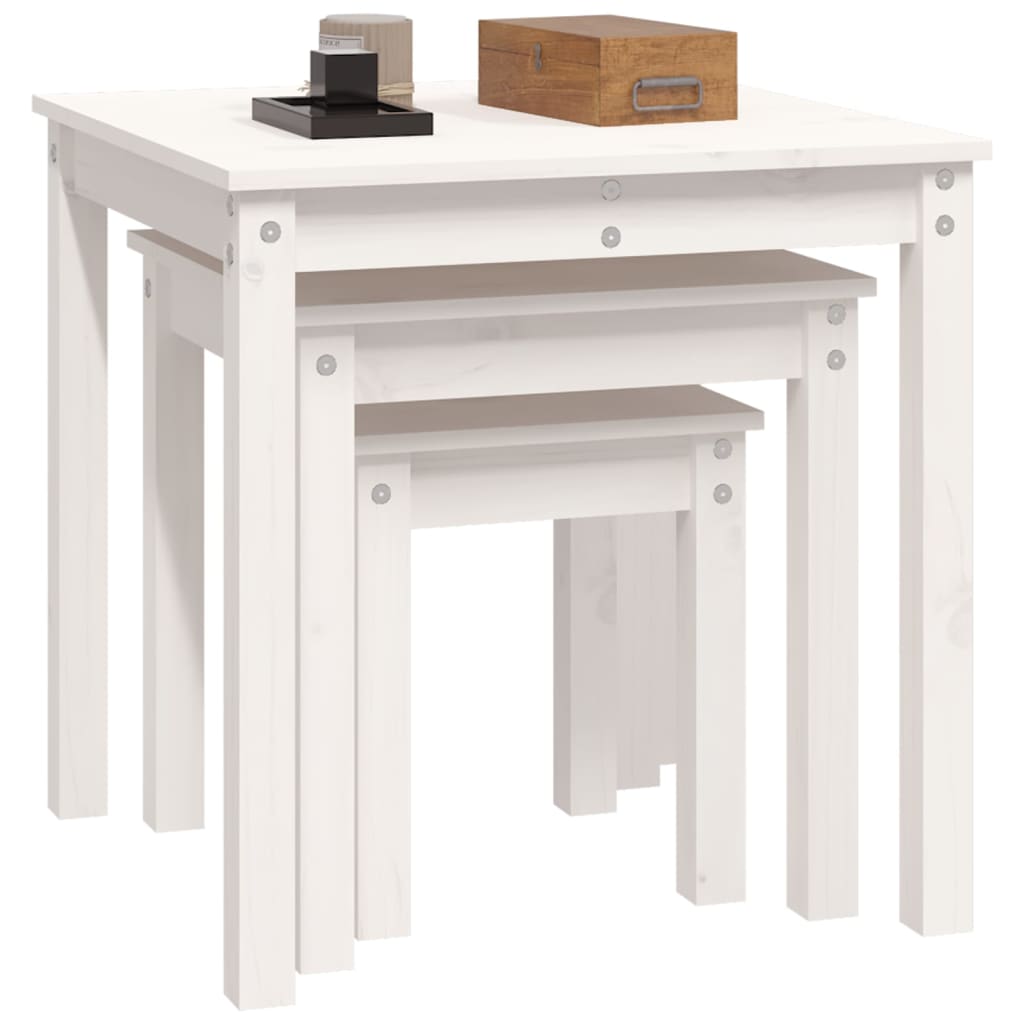 Tables gigognes 3 pcs Blanc Bois de pin massif - XIOS