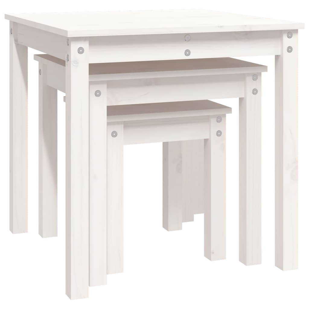 Tables gigognes 3 pcs Blanc Bois de pin massif - XIOS
