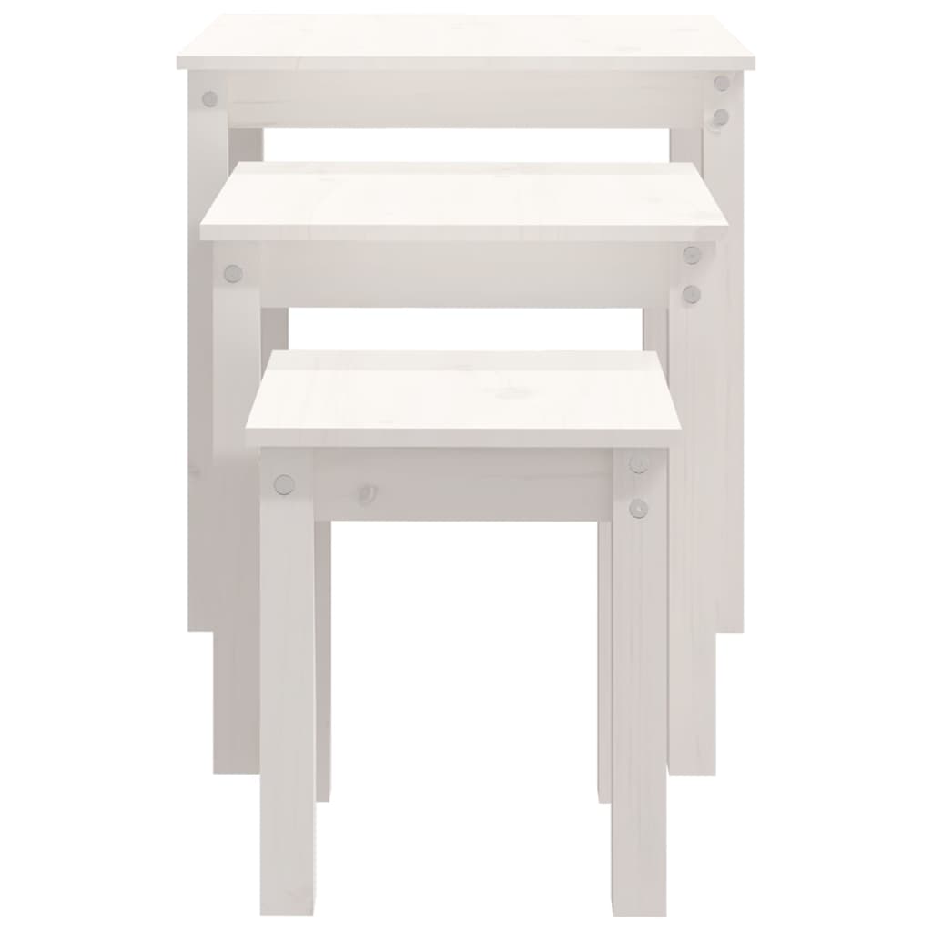 Tables gigognes 3 pcs Blanc Bois de pin massif - XIOS
