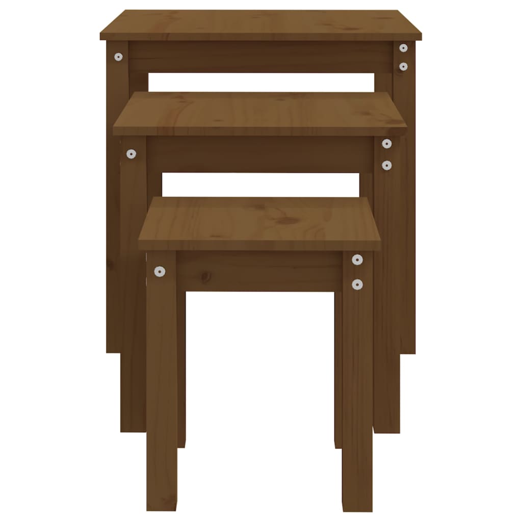 Tables gigognes 3 pcs Marron miel Bois de pin massif - XIOS