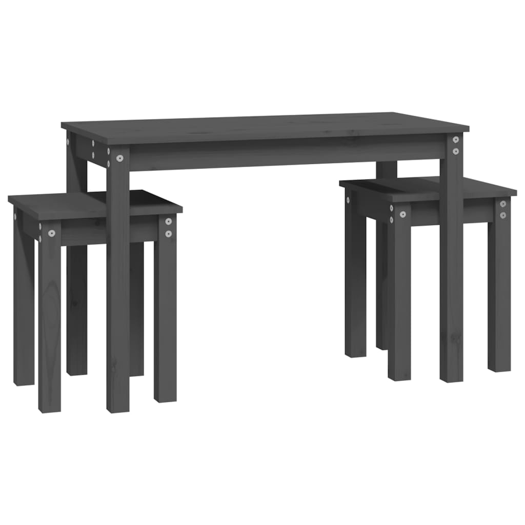 Tables gigognes 3 pcs Gris Bois de pin massif - XIOS