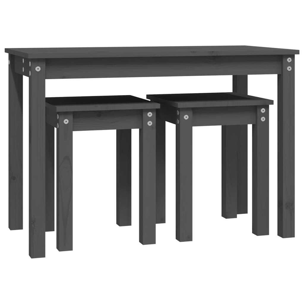 Tables gigognes 3 pcs Gris Bois de pin massif - XIOS