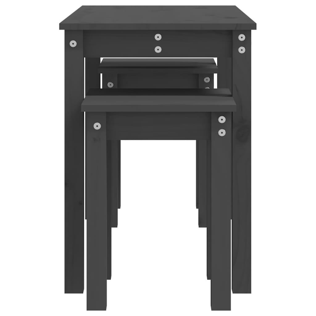 Tables gigognes 3 pcs Gris Bois de pin massif - XIOS