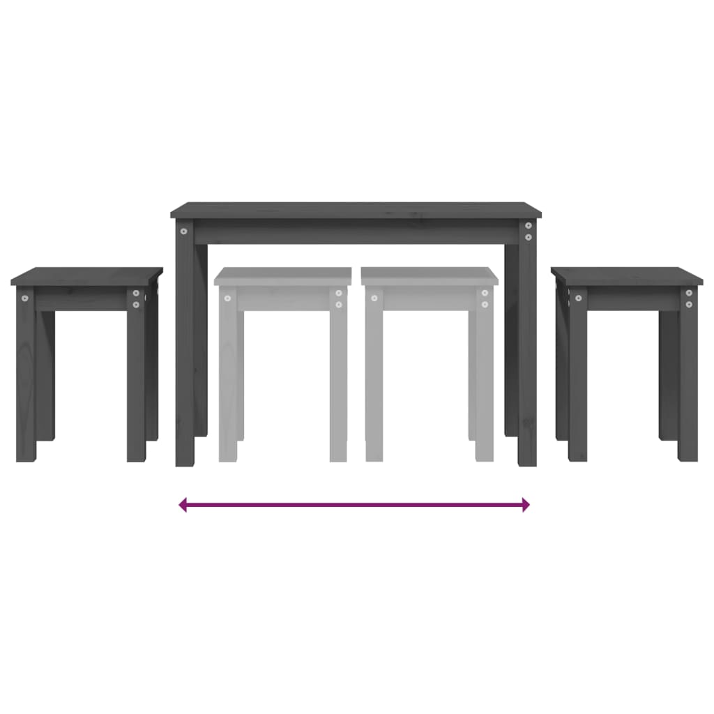 Tables gigognes 3 pcs Gris Bois de pin massif - XIOS