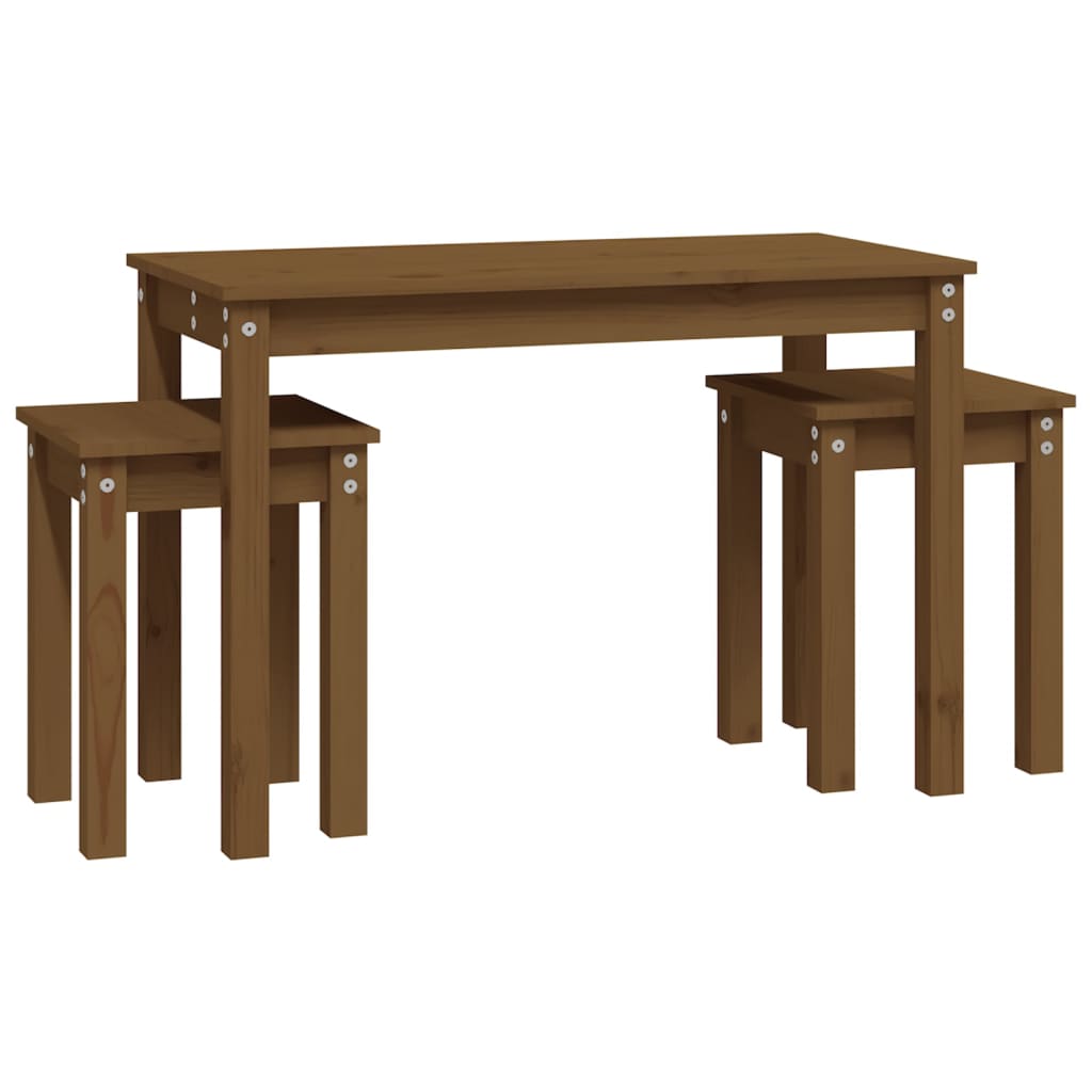 Tables gigognes 3 pcs Marron miel Bois de pin massif - XIOS