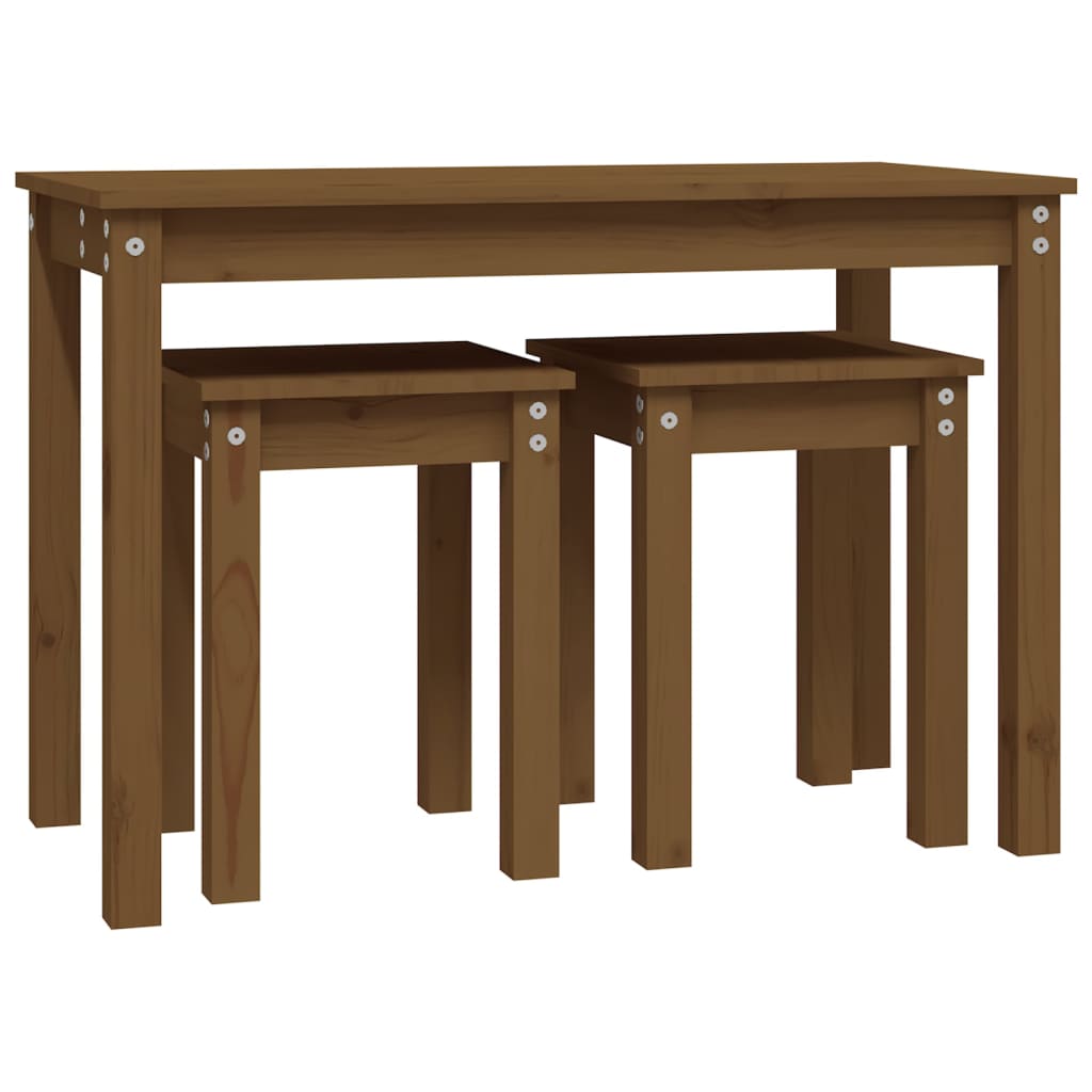 Tables gigognes 3 pcs Marron miel Bois de pin massif - XIOS