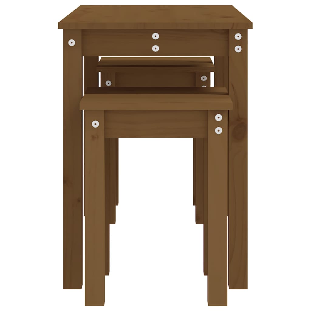 Tables gigognes 3 pcs Marron miel Bois de pin massif - XIOS