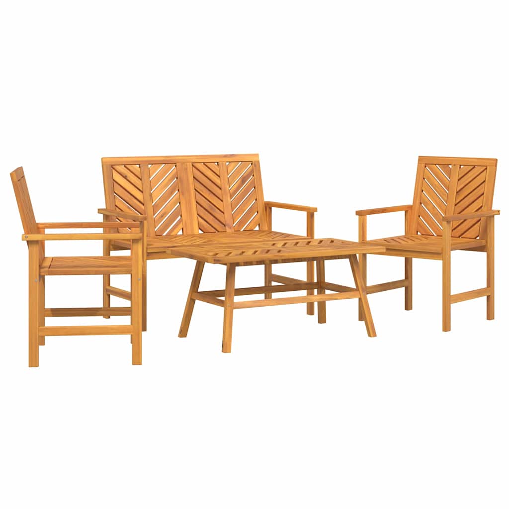 Ensemble de salon de jardin 4 pc Marron Bois d'Acacia Massif - XIOS