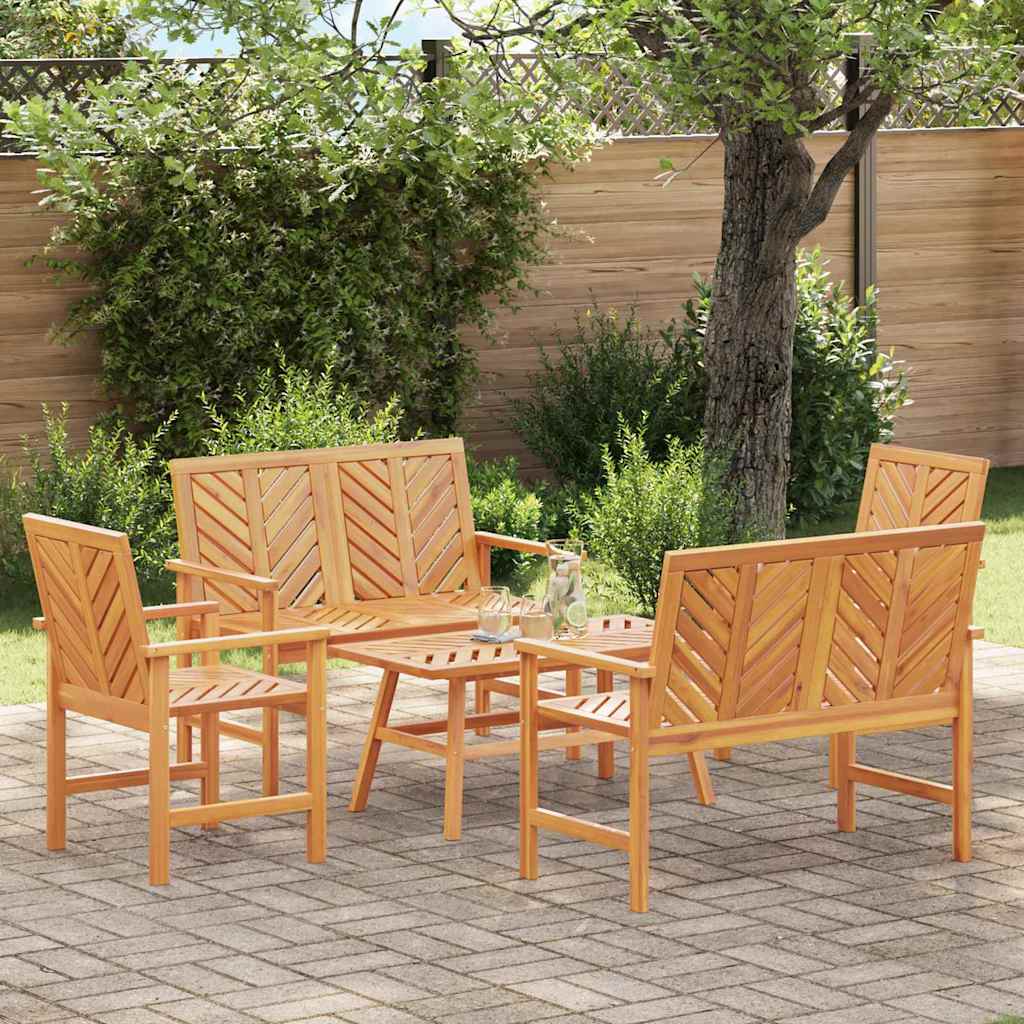 Ensemble de salon de jardin 5 pc Marron Bois d'Acacia Massif - XIOS