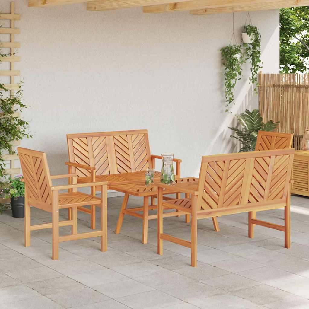 Ensemble de salon de jardin 5 pc Marron Bois d'Acacia Massif - XIOS