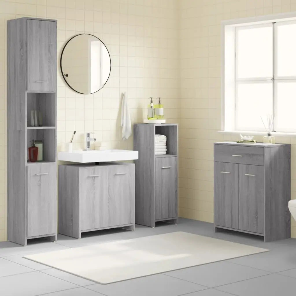 Ensemble de meubles de salle de bain 4 pcs Sonoma gris - XIOS