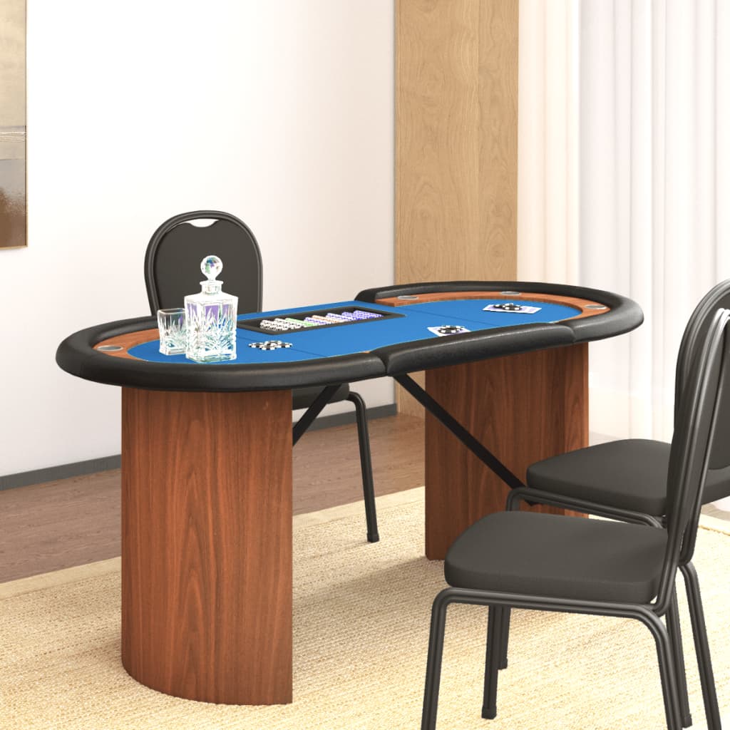 Table de poker 8 joueurs avec plateau à jetons Bleu 160x80x75cm - XIOS