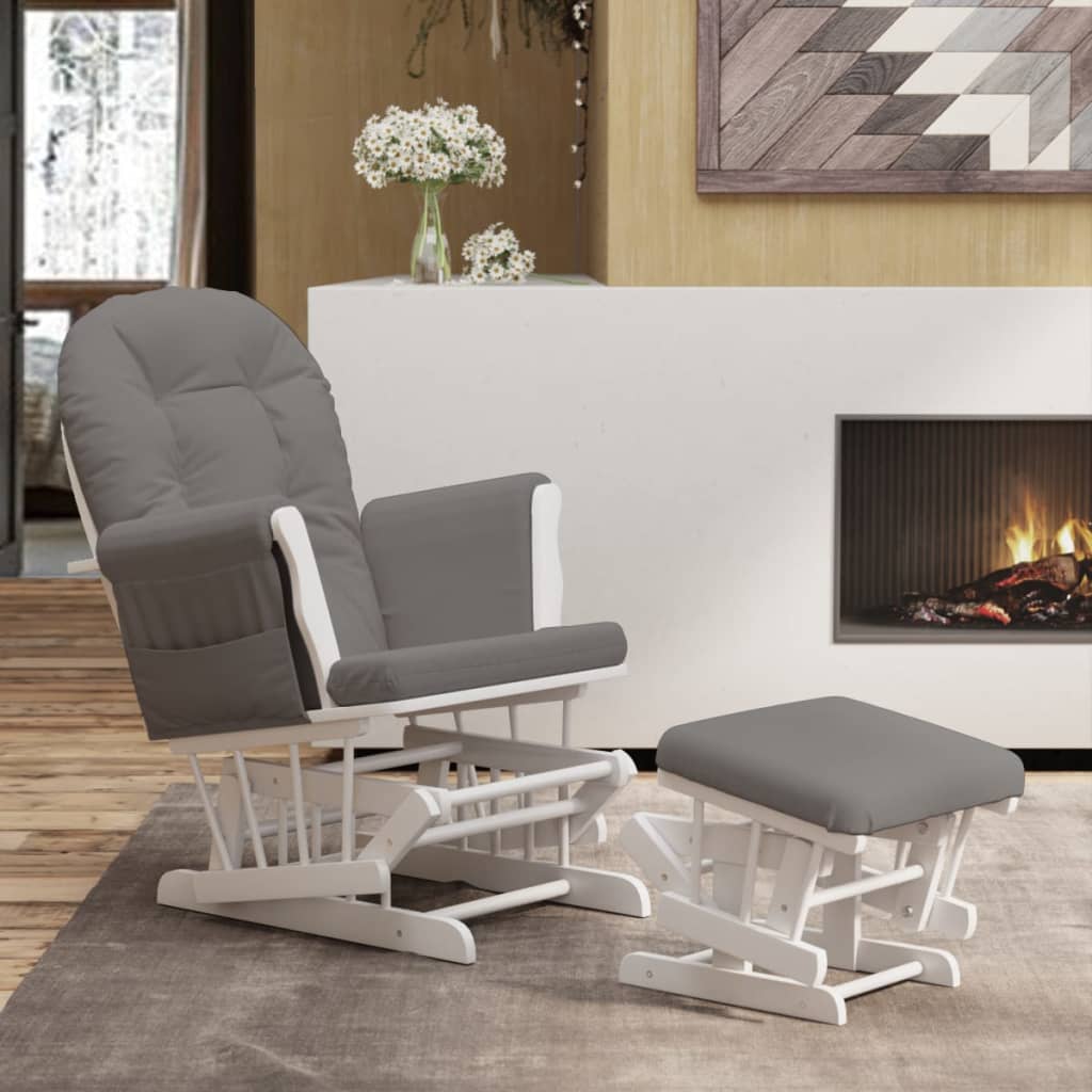 Chaise berçante avec repose-pied Gris foncé Tissu - XIOS