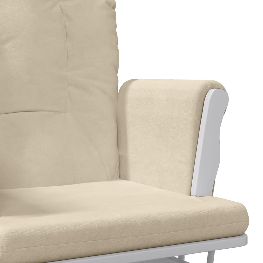 Chaise berçante avec repose-pied Blanc crème Tissu - XIOS