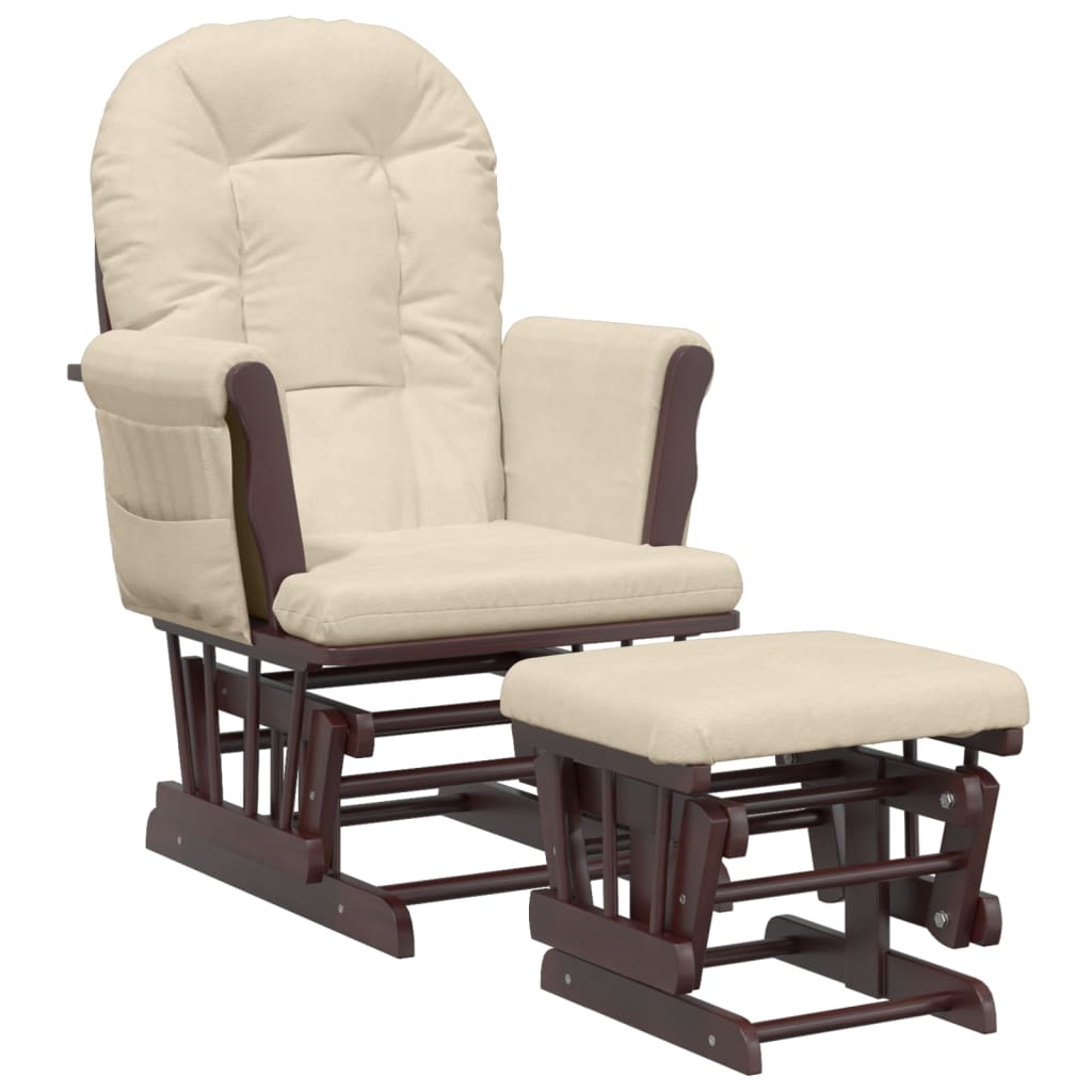 Chaise berçante avec repose-pied Blanc crème Tissu - XIOS