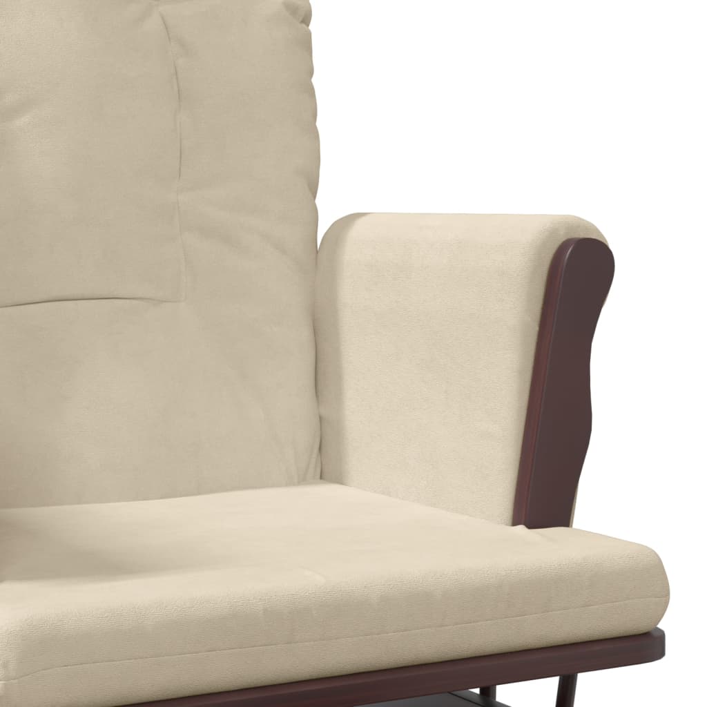 Chaise berçante avec repose-pied Blanc crème Tissu - XIOS