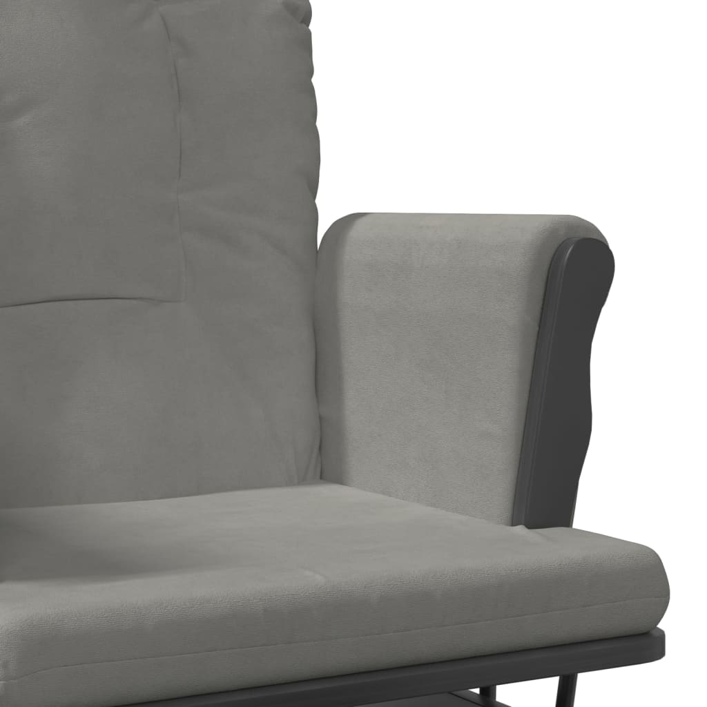 Chaise berçante avec repose-pied Gris clair Tissu - XIOS