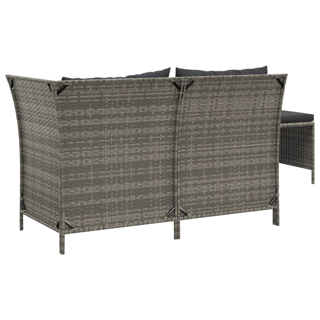 Salon de jardin 3 pcs avec coussins Gris Résine tressée
