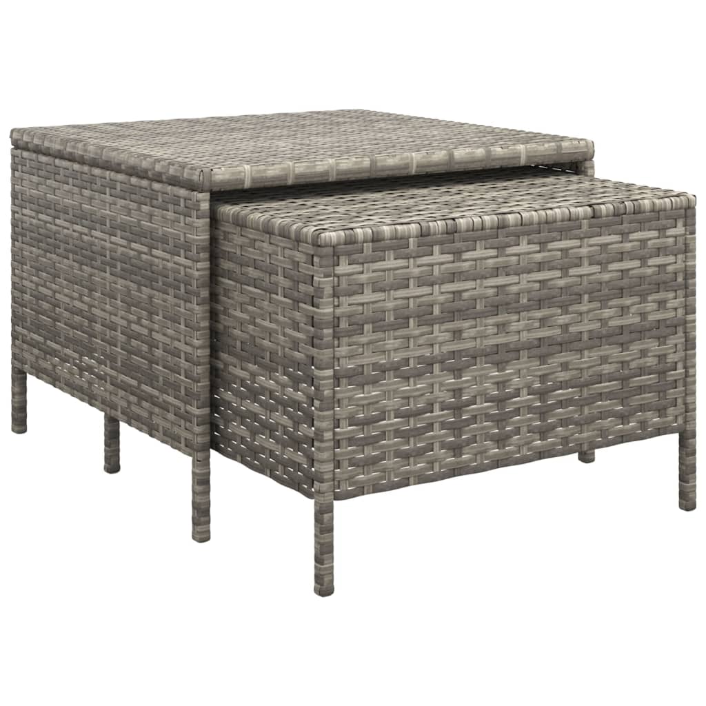 Salon de jardin 3 pcs avec coussins Gris Résine tressée