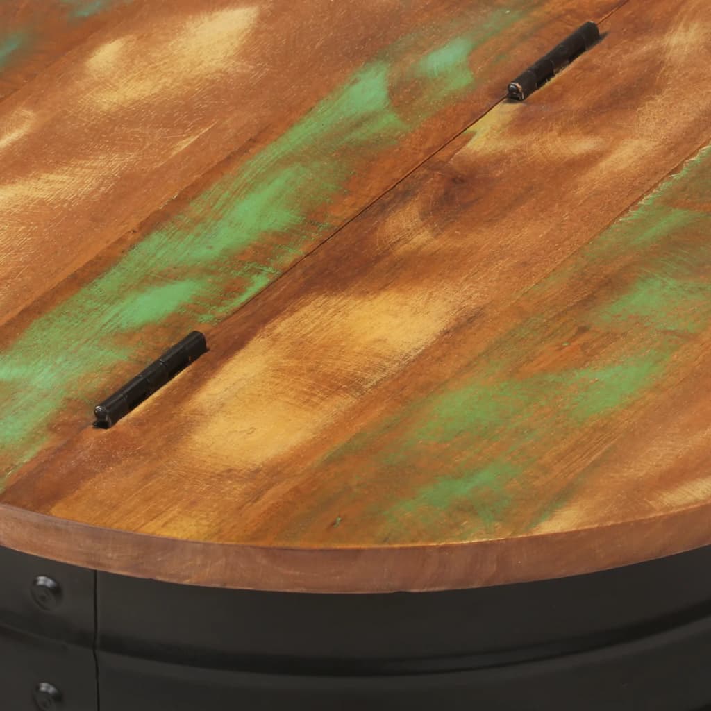 Table basse noir 50x39,5 cm bois de récupération massif - XIOS