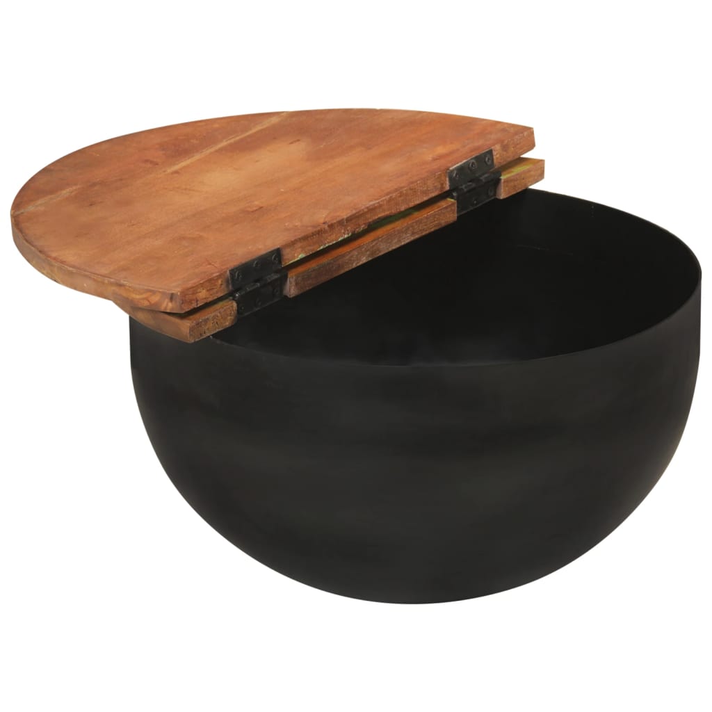 Ensemble de tables basses 2 pcs noir bois récupération massif - XIOS