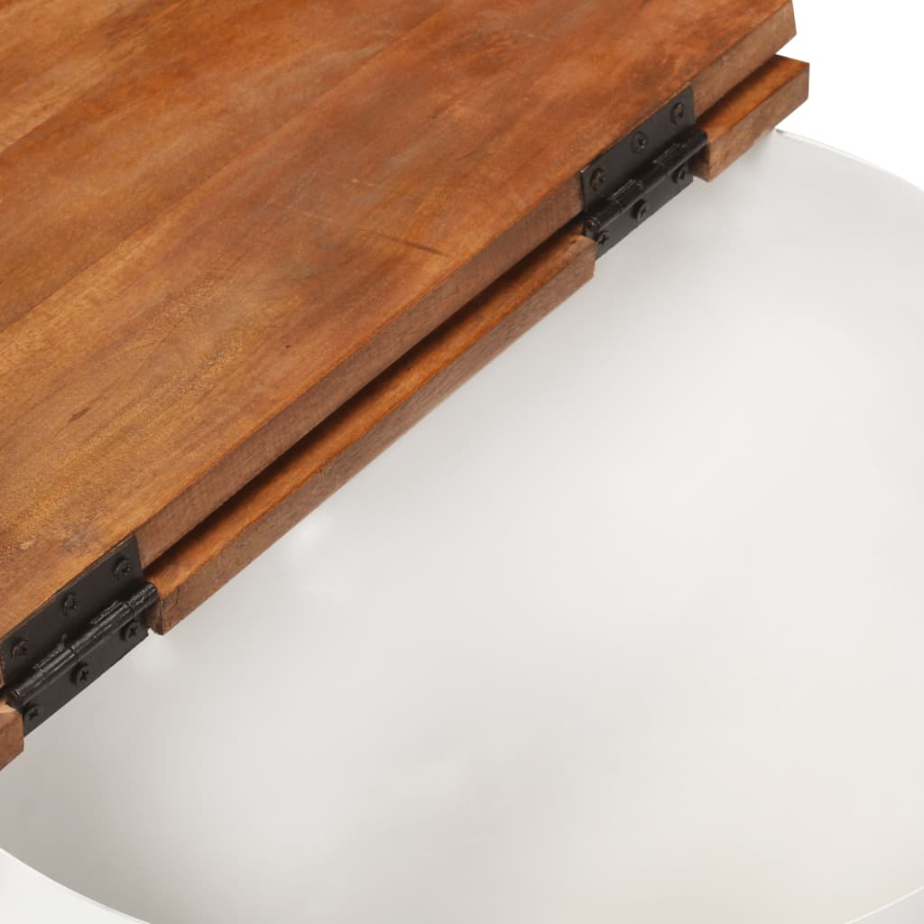 Table basse blanc 50x27 cm bois de récupération massif - XIOS