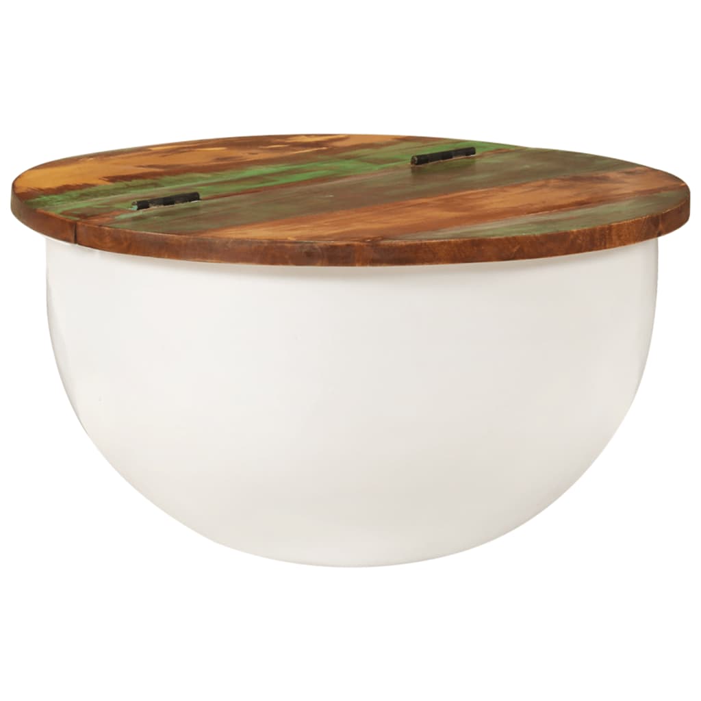 Table basse blanc 50x27 cm bois de récupération massif - XIOS