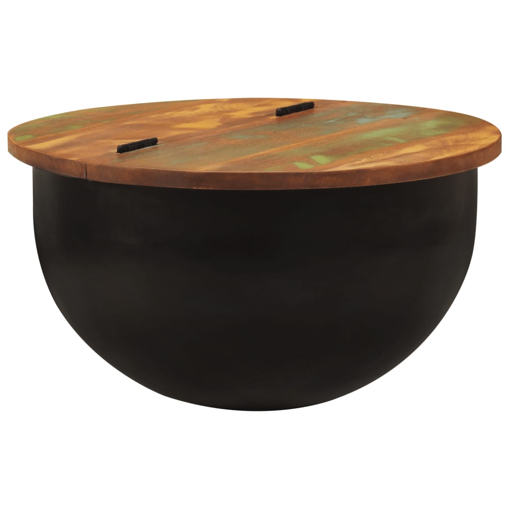 Table basse noir 50x27 cm bois de récupération massif - XIOS