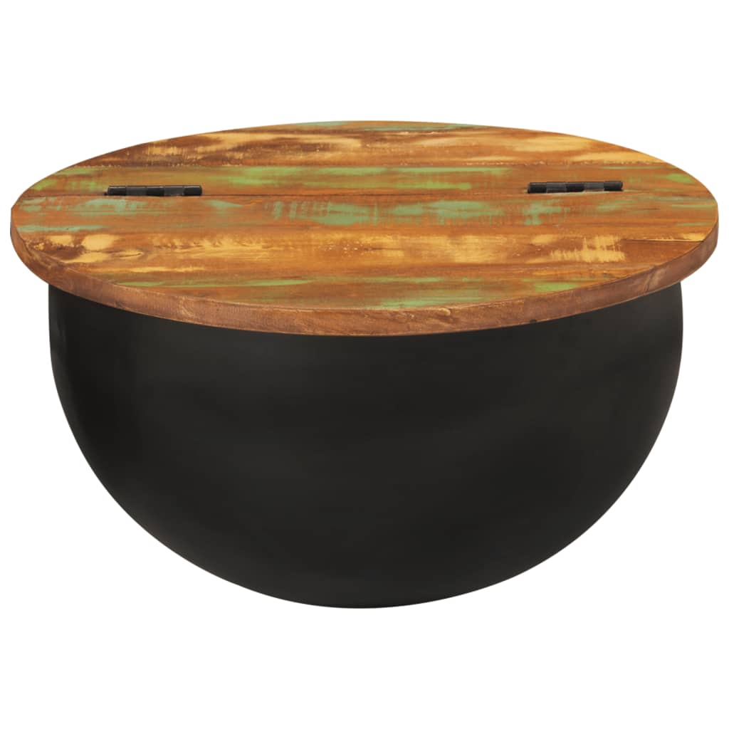 Table basse noir 50x27 cm bois de récupération massif - XIOS