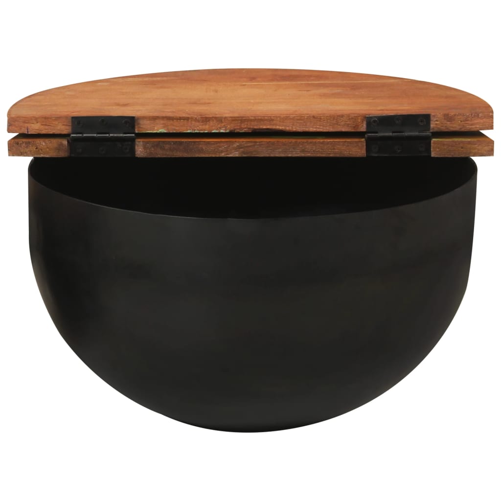 Table basse noir 50x27 cm bois de récupération massif - XIOS