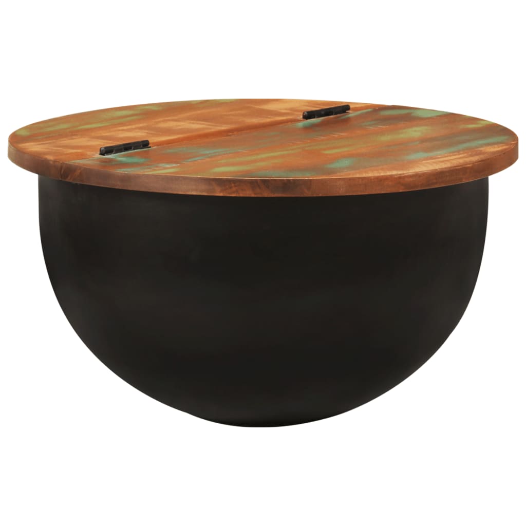 Table basse noir 50x27 cm bois de récupération massif - XIOS