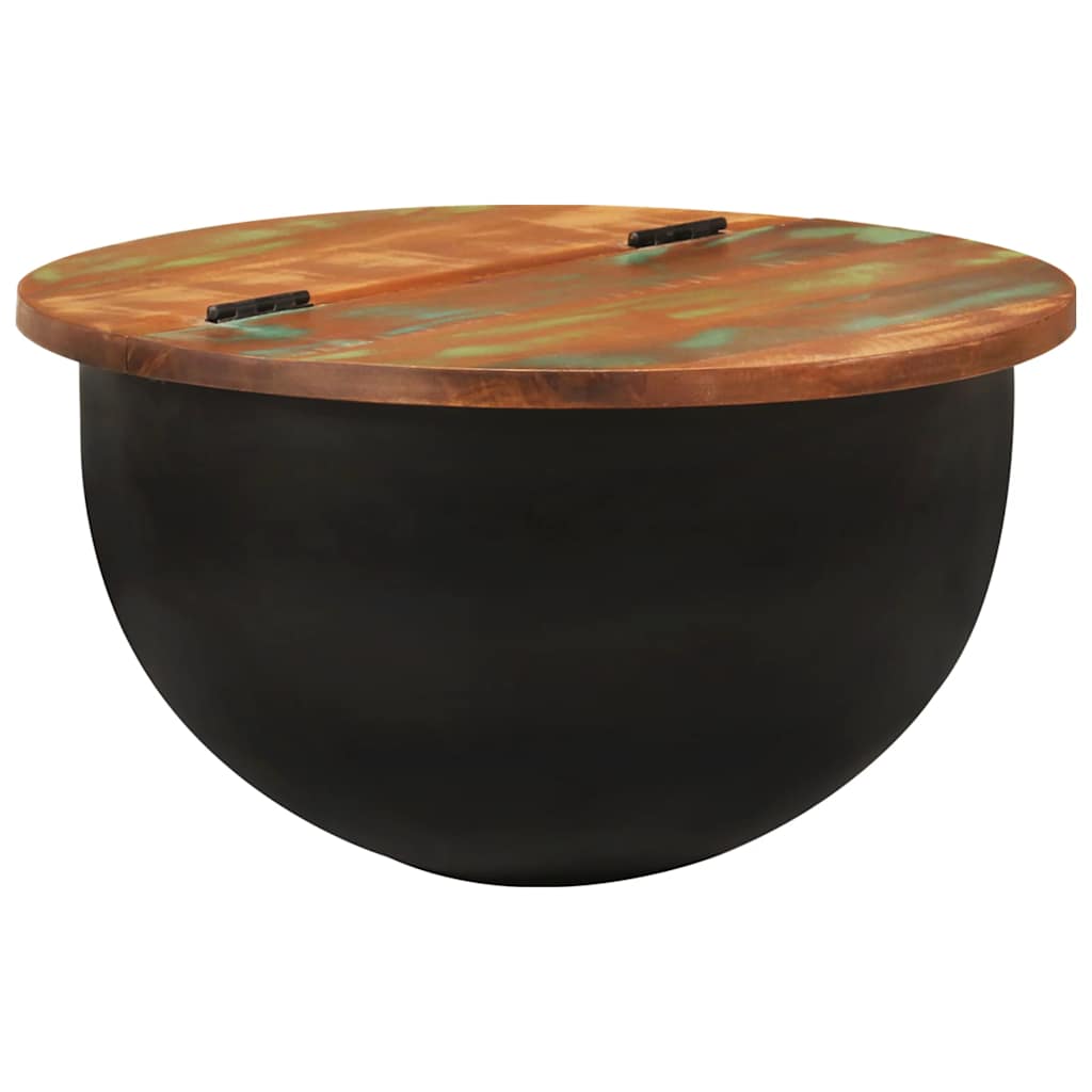 Table basse noir 50x27 cm bois de récupération massif