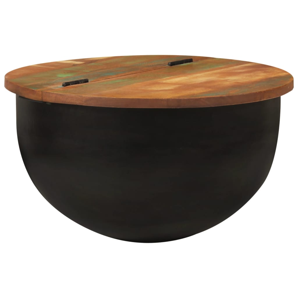 Table basse noir 50x27 cm bois de récupération massif - XIOS