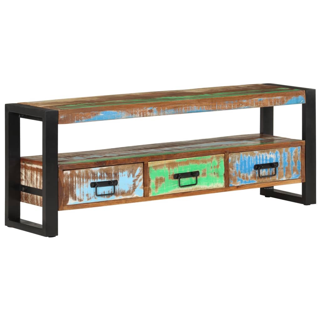 Meuble TV 120x30x45 cm Bois massif de récupération - XIOS