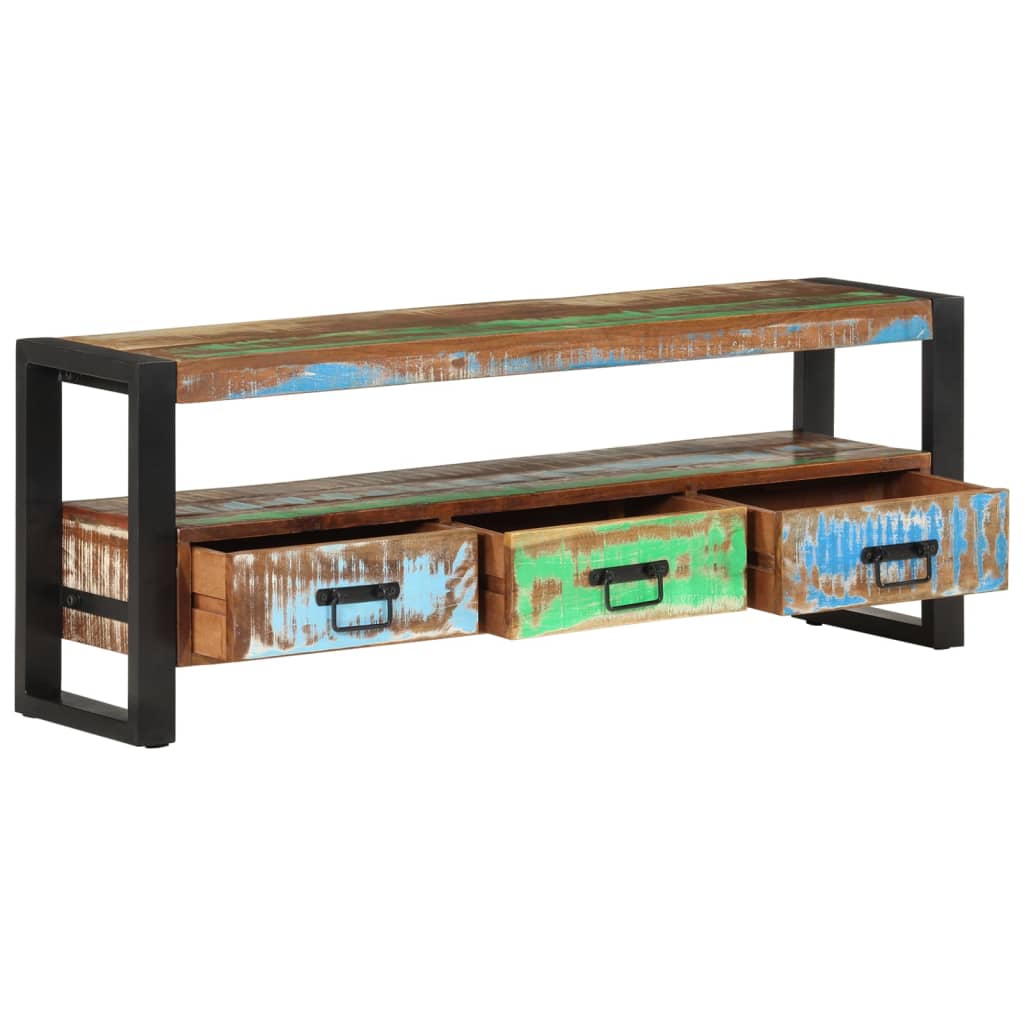 Meuble TV 120x30x45 cm Bois massif de récupération - XIOS