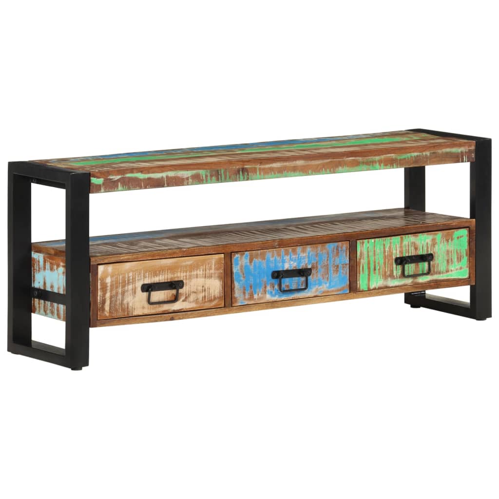 Meuble TV 120x30x45 cm Bois massif de récupération - XIOS