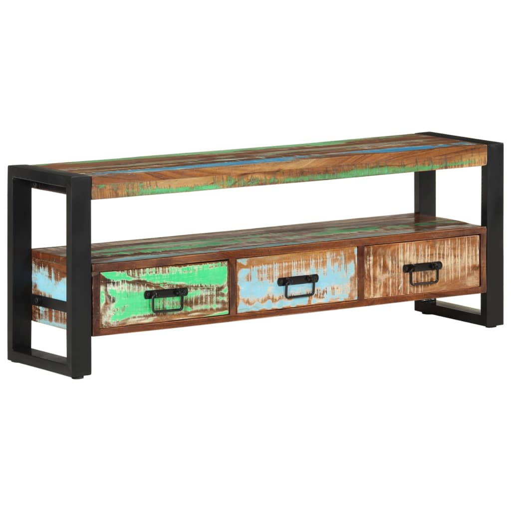 Meuble TV 120x30x45 cm Bois massif de récupération - XIOS