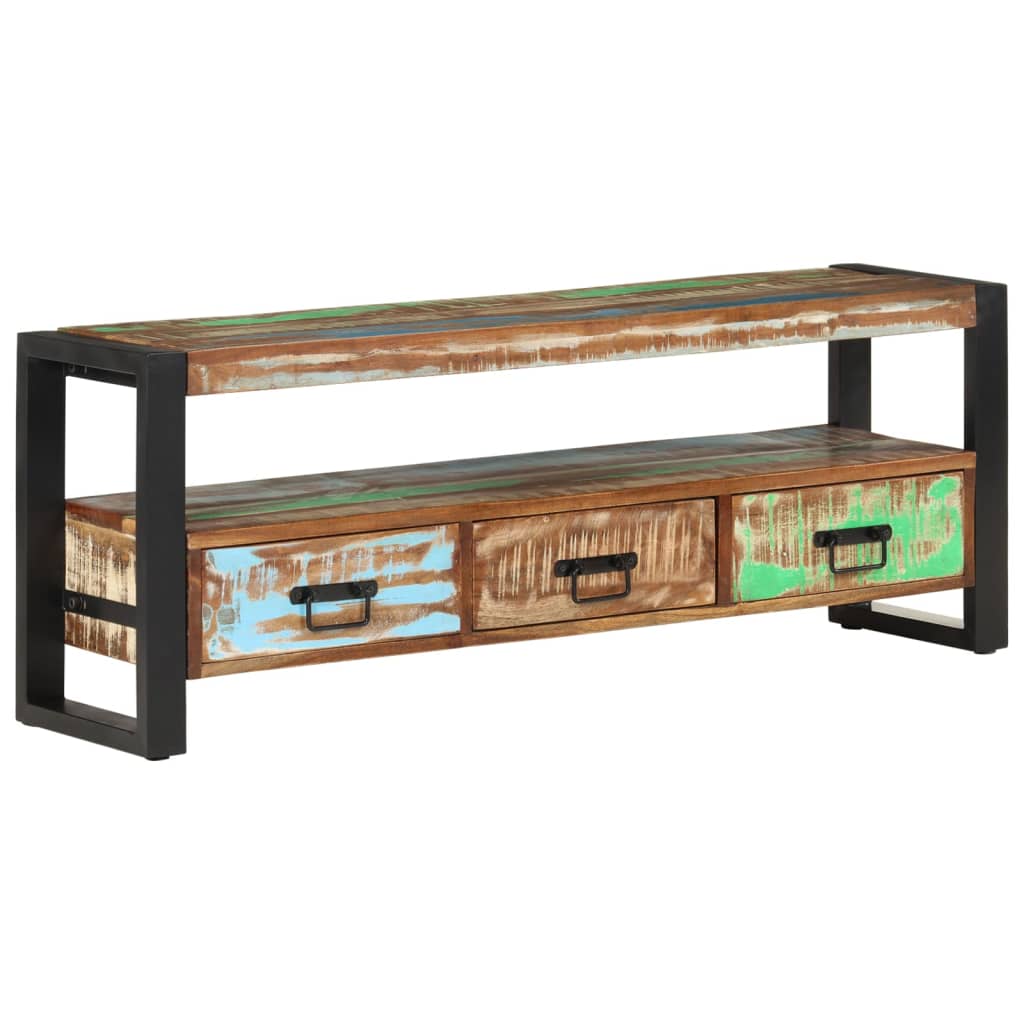 Meuble TV 120x30x45 cm Bois massif de récupération - XIOS