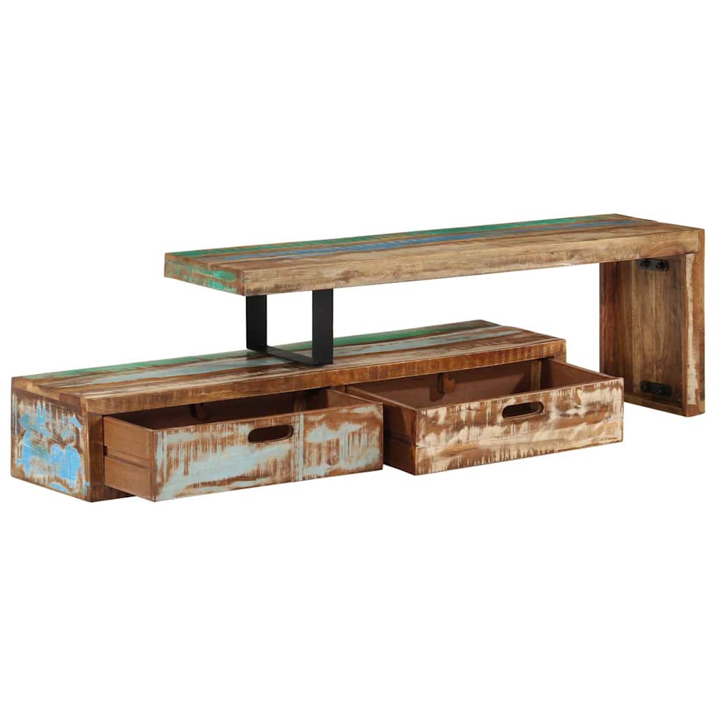 Meuble TV (118-200) x 30 x 40 cm en bois massif recyclé - XIOS