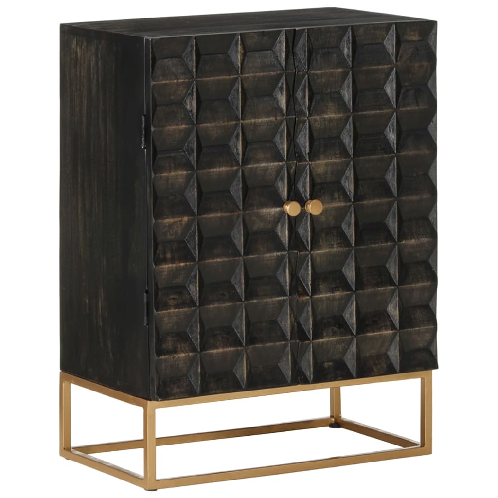 Buffet Noir 55x34x75 cm Bois massif de manguier et fer - XIOS