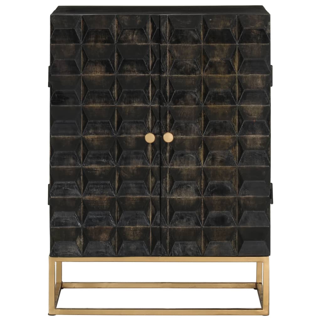 Buffet Noir 55x34x75 cm Bois massif de manguier et fer - XIOS