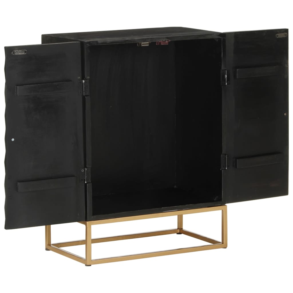 Buffet Noir 55x34x75 cm Bois massif de manguier et fer - XIOS