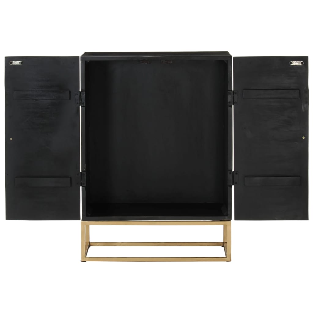 Buffet Noir 55x34x75 cm Bois massif de manguier et fer - XIOS