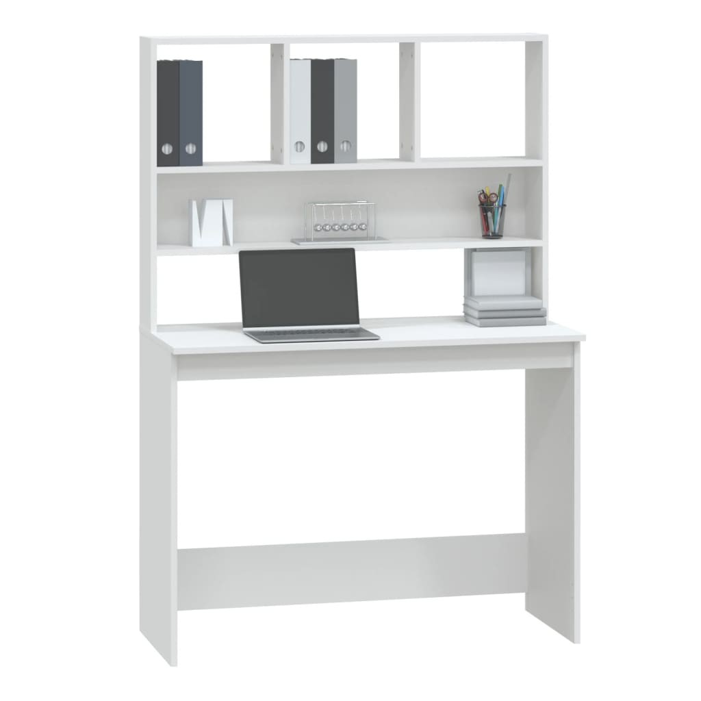 Bureau avec étagères Blanc 102x45x148 cm Bois d'ingénierie - XIOS