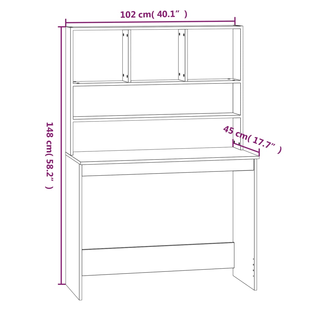 Bureau avec étagères Blanc 102x45x148 cm Bois d'ingénierie - XIOS