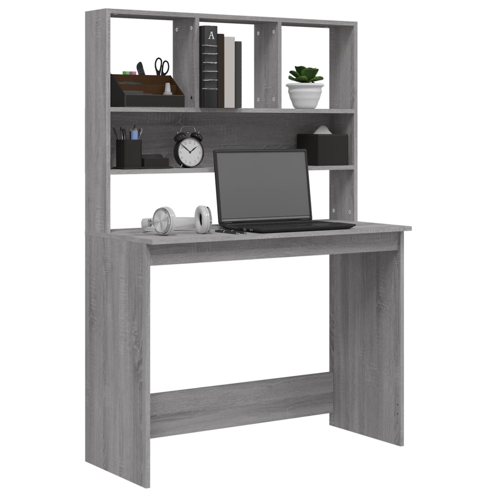 Bureau avec étagères Sonoma gris 102x45x148cm Bois d'ingénierie - XIOS