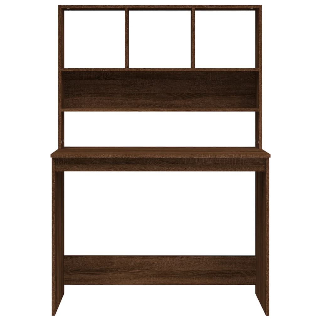 Bureau et étagères Chêne marron 102x45x148 cm Bois d'ingénierie - XIOS
