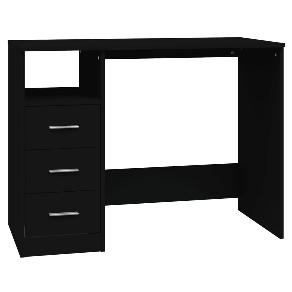 Bureau avec tiroirs Noir 102x50x76 cm Bois d'ingénierie - XIOS